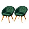 Kit 2 Poltronas Estofada Decorativa Canastra em Veludo Pé Madeira Maciça - Verde - 1