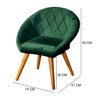 Kit 2 Poltronas Estofada Decorativa Canastra em Veludo Pé Madeira Maciça - Verde - 5