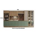 Ver imagem 2 de Armário de Cozinha Modulada Completa Reta 8 Peças 4,00m Botanic Kappesberg - Nogueira/Verde Oliva