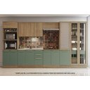 Ver imagem 2 de Armário de Cozinha Modulada Completa Reta 8 Peças 4,00m Botanic Kappesberg - Nogueira/verde Oliva