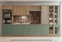 Ver imagem 1 de Armário de Cozinha Modulada Completa Reta 8 Peças 4,00m Botanic Kappesberg - Nogueira/Verde Oliva