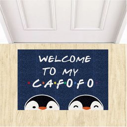 Tapete Capacho Divertido Welcome To My Cafofo Pinguins Lgbt.:ouro - 8