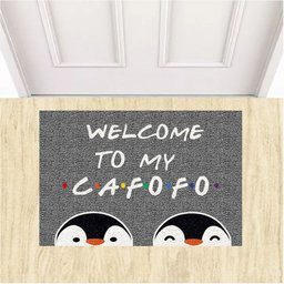 Tapete Capacho Divertido Welcome To My Cafofo Pinguins Lgbt.:ouro - 3