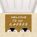 Ver imagem 1 de Tapete Capacho Divertido Welcome To My Cafofo Pinguins Lgbt.:ouro