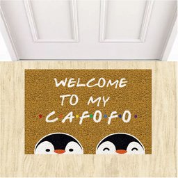 Tapete Capacho Divertido Welcome To My Cafofo Pinguins Lgbt.:ouro - 1