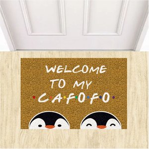 Tapete Capacho Divertido Welcome To My Cafofo Pinguins Lgbt.:ouro