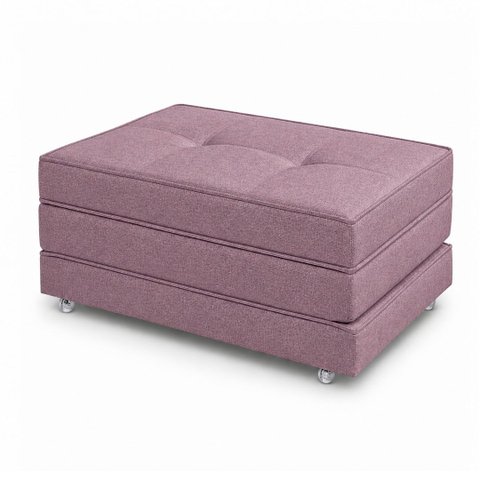 Puff Cama Dobravel Solteiro 90cm com Rodizios: Linho Rosa