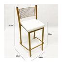 Ver imagem 4 de Kit 2 Peças Banqueta Média para Bancada Empilhável cor Dourado Fosco assento branco Altura 65cm