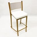 Ver imagem 2 de Kit 2 Peças Banqueta Média para Bancada Empilhável cor Dourado Fosco assento branco Altura 65cm