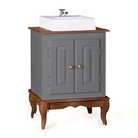 Ver imagem 1 de Gabinete para Banheiro 2 Portas com Cuba Dália 3057 - Cinza/imbuia Glazer
