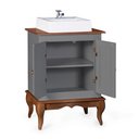 Ver imagem 4 de Gabinete para Banheiro 2 Portas com Cuba Dália 3057 - Cinza/imbuia Glazer