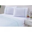 Ver imagem 1 de Jogo de Cama 100% Algodão Percal 150 Fios Solteiro Gran Moratta 3 Peças - Branco e Verde