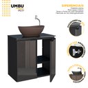 Ver imagem 3 de Gabinete para Banheiro em Aço C/ Tampo de Vidro Umbu Preto Sem Cuba Porta de Vidro - Cozimax