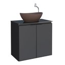 Ver imagem 1 de Gabinete para Banheiro em Aço C/ Tampo de Vidro Umbu Preto Sem Cuba Porta de Vidro - Cozimax