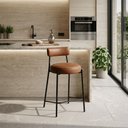 Ver imagem 1 de Banqueta Cozinha Alta com Encosto Industrial Preto Londres PU Nozes D03 - D’Rossi