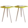 Kit 2 Mesa Redonda Lateral Canto e Apoio Sala Quarto 56 Cm Amarelo - 1