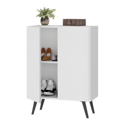 Sapateira 2 Portas Retrô Nina Multimóveis V6009 Branca/Preta Branco/Preto