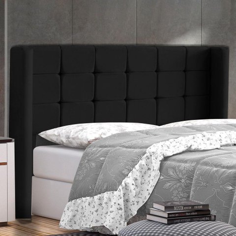 Cabeceira Cama Box Casal Queen Size Gioconda 160cm com Frame Veludo Preto - Abmaza