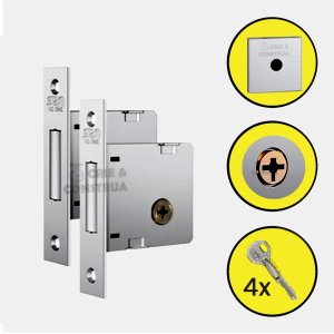 Par Fechadura Auxiliar 1004 Roseta Quadrada Inox Stam
