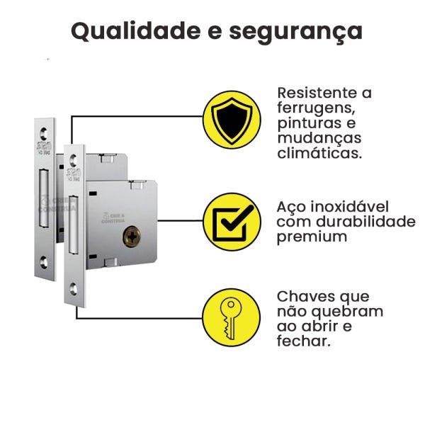 Par Fechadura Auxiliar 1004 Roseta Quadrada Inox STAM - 4