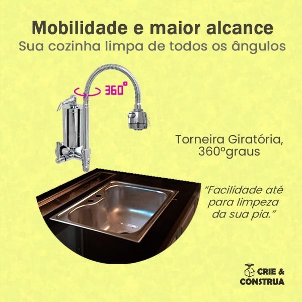 Torneira Cozinha Com Filtro Gourmet Parede Articulada - 9
