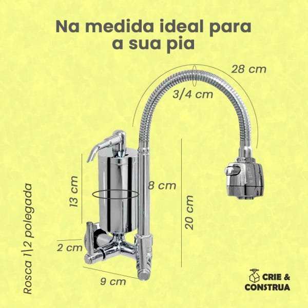 Torneira Cozinha Com Filtro Gourmet Parede Articulada - 10