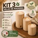 Ver imagem 2 de Trio de Velas Decorativas de Tronco de Eucalipto