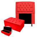 Ver imagem 1 de Kit Cabeceira Geovana + Calçadeira Baú Mirage Solteiro 120cm Suede - Ecotec Decor:Vermelho