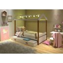 Ver imagem 1 de Cama Infantil Solteiro Eliz com Auxiliar e Led Br/ Mel - Branco/mel