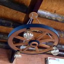 Ver imagem 2 de Luminária Roda de Carroça 3 Bocal 65 Cm Diâmetro 110/220 V
