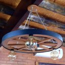 Ver imagem 3 de Luminária Roda de Carroça 3 Bocal 65 Cm Diâmetro 110/220 V