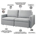 Ver imagem 7 de Sofá 3 Lugares Retrátil Reclinável para Sala de Estar 206cm Detroit K01 Linho Cinza - Lyam Decor