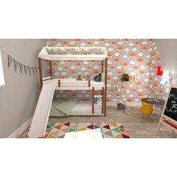 Beliche Infantil Solteiro Manuela com Escorregador e Led Branco/mel - Branco/mel - 2