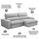 Ver imagem 3 de Sofá Retrátil Reclinável para Sala 4 Lugares 280cm Senzi F04 Linho Cinza - Lyam Decor