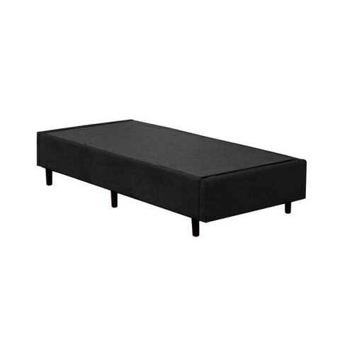 Base Box Solteirão Blindado Acolchoes Suede Preto 40x96x203