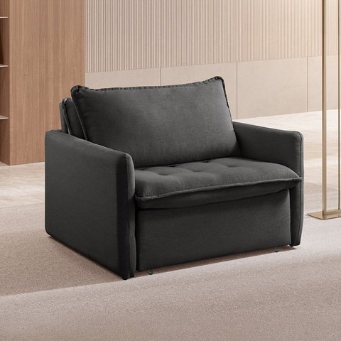 Sofá-Cama Retrátil 1 Lugar Califórnia em Linho Preto