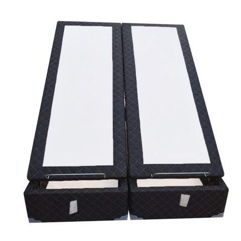 Base Box Baú Casal Blindado Bipartido Acolchoes Poliéster Preto 49x138x188