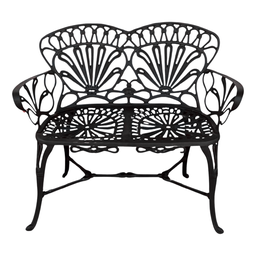 Banco para Jardim Namoradeira Primavera 2 Lugares Preto Alumínio Fundido Nossa Kasa - 1