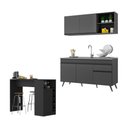 Ver imagem 1 de Armário de Cozinha Compacta com Bancada Americana Veneza Multimóveis Mp2200 Preto Preto