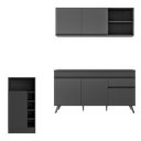 Ver imagem 6 de Armário de Cozinha Compacta com Bancada Americana Veneza Multimóveis Mp2200 Preto Preto
