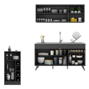 Ver imagem 4 de Armário de Cozinha Compacta com Bancada Americana Veneza Multimóveis Mp2200 Preto Preto