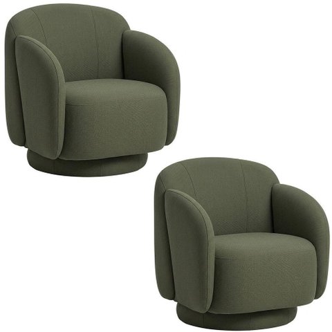 Kit 2 Poltronas Avany Giratórias Linho Verde Nexta Casa