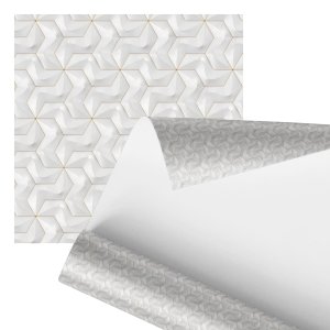 Papel de Parede Adesivo Relevo 3d Branco e Dourado 2,80m