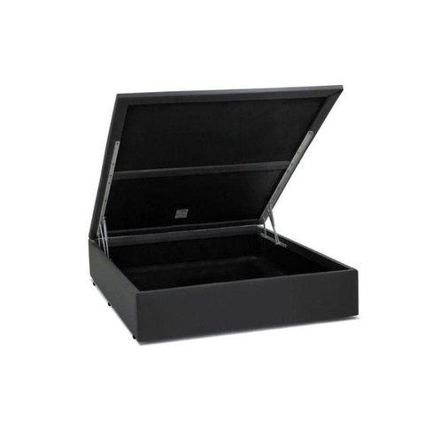 Base Box Baú Casal Blindado Acolchoes Sintético Cinza 49x138x188