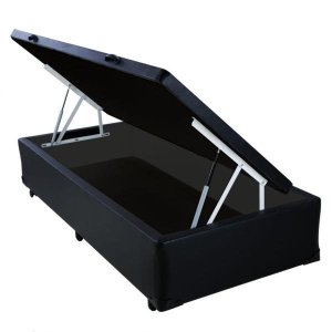 Base Box Baú Solteiro Belos Sonhos Sintético Preto 41x88x188