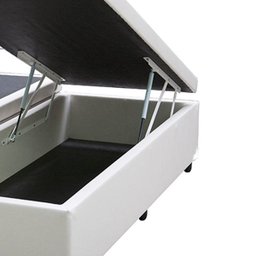 Base Box Baú Queen Bipartida em Corino Branco com Pistão a Gás - 41x158x198cm - 2