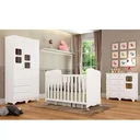Ver imagem 1 de Quarto de Bebê Guarda-Roupa Cômoda com Janela e Berço 100% MDF Mimo Espresso Móveis Branco Brilho