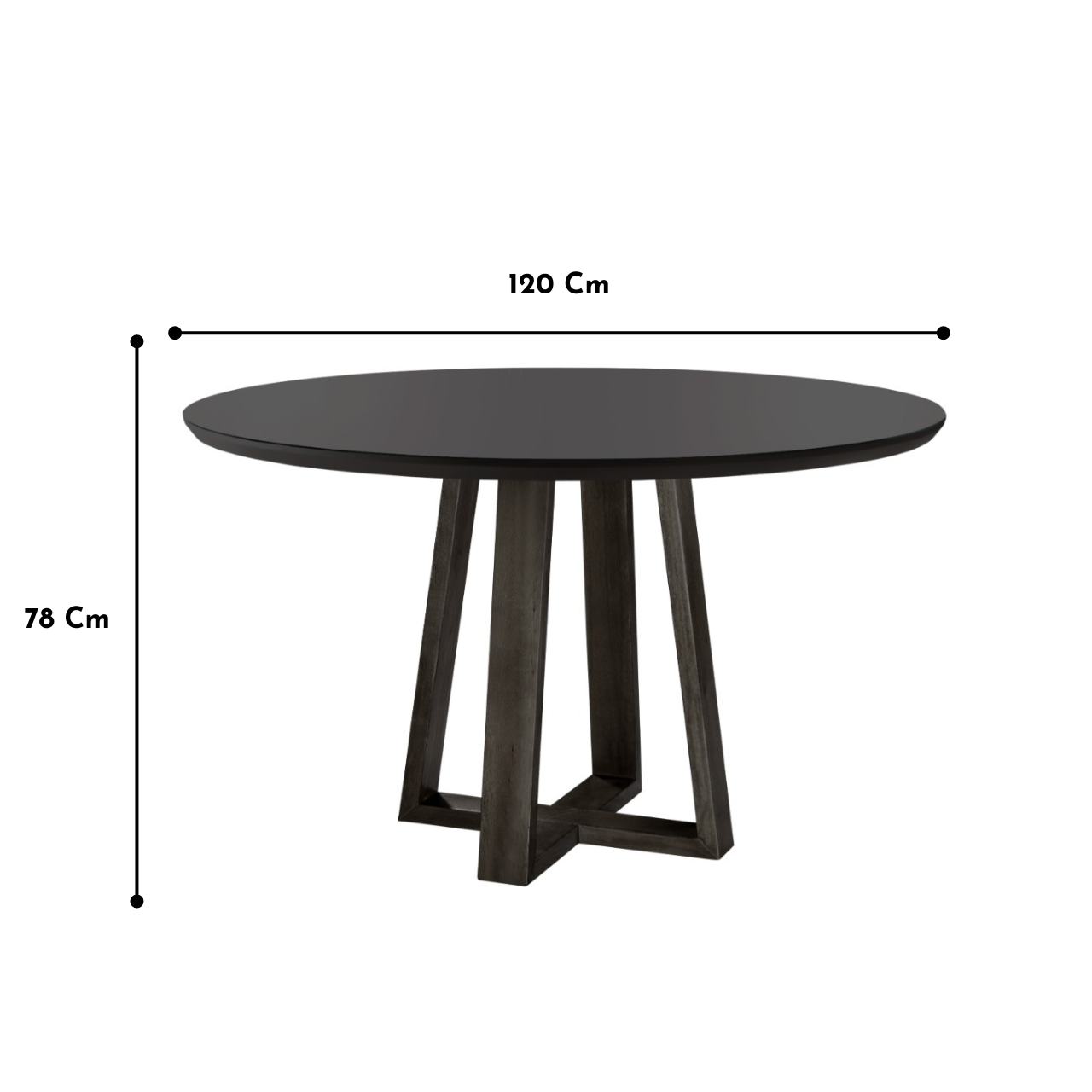 Mesa de Jantar Redonda Natalle Com Tampo Preto de Vidro 120cm - 3