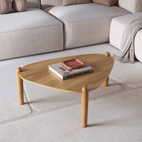 Mesa de Centro Orgânica 84,4cm Pé de Madeira 28011 Artesano