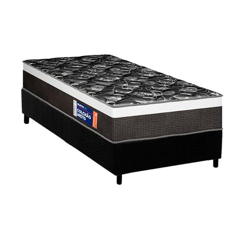 Conjunto Box Solteiro: Colchão Anatômico Plumatex D33 / Selectus + Base Crc Suede Black(88x188)